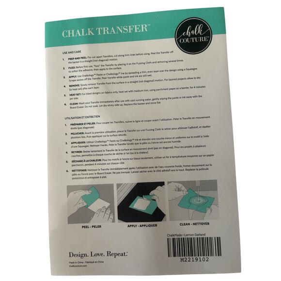 NWT Chalk Couture 8.5 x 11‎  Reusable Transfer - Picture 2 of 3